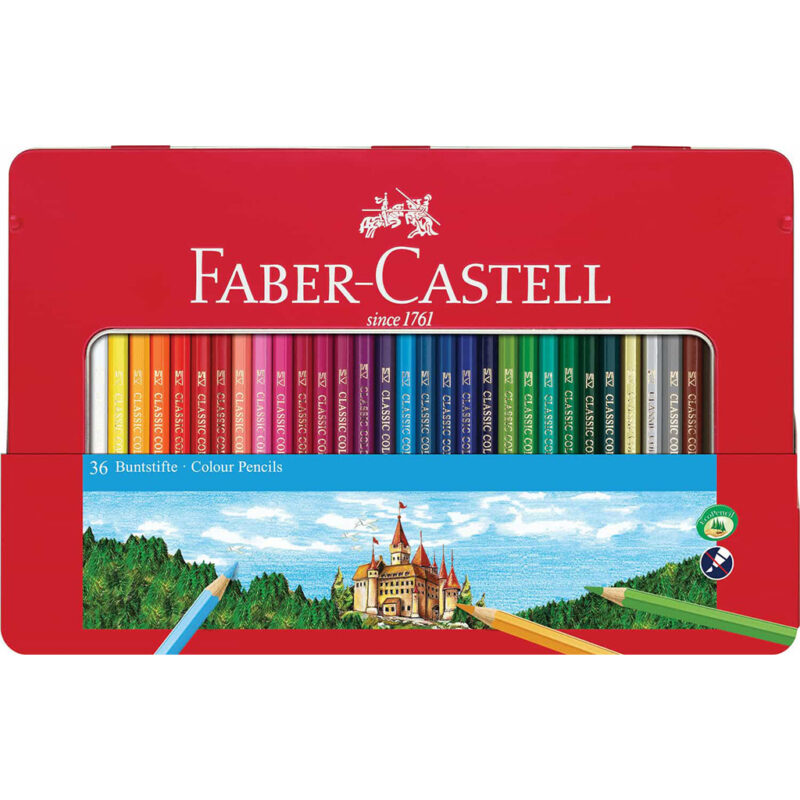 Värikynät ÖKO Faber-Castell 36-värinen metallirasiassa