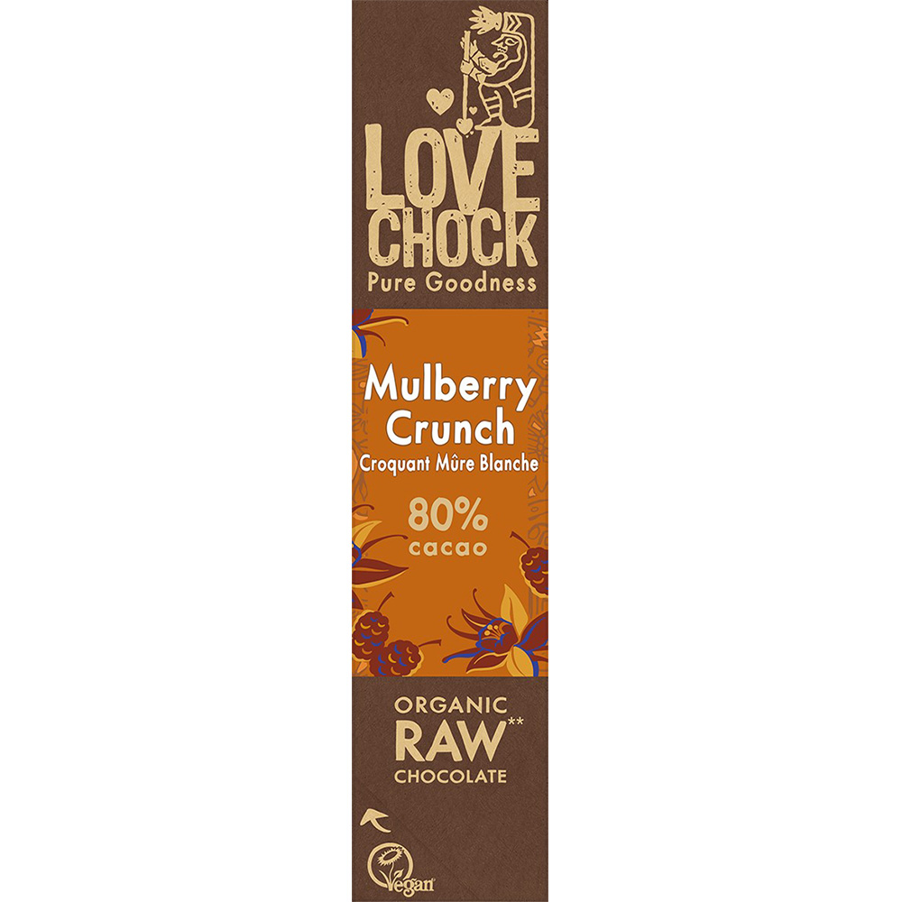 Raw chocolate with dates and mulberries 40g Mahe LOVECHOK tooršokolaadi batoon datlite ja mooruspuumarjadega 40 g