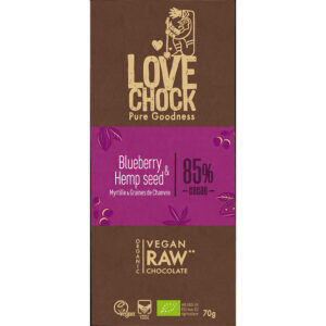 Tumma raakakaakao, mustikoita ja hampunsiemeniä 70 g Mahe tume LOVECHOK tooršokolaad mustika ja kanepiseemnetega 70 g